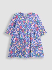 JoJo Maman Bébé Lilac Purple Butterfly Floral Pet in Pocket Button Front Dress - Image 1 of 4