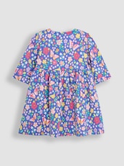 JoJo Maman Bébé Lilac Purple Butterfly Floral Pet in Pocket Button Front Dress - Image 3 of 4