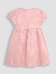 JoJo Maman Bébé Coral Pink Giraffe Appliqué Button Front Dress - Image 2 of 3
