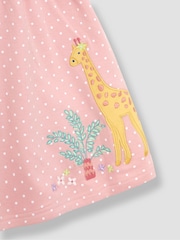 JoJo Maman Bébé Coral Pink Giraffe Appliqué Button Front Dress - Image 3 of 3
