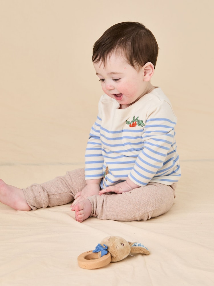 JoJo Maman Bébé Ecru 2-Piece Peter Rabbit™ Top & Rib Legging Set - Image 1 of 8