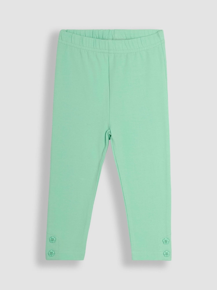 JoJo Maman Bébé Mint Green Floral Leggings 2 Pack - Image 4 of 5