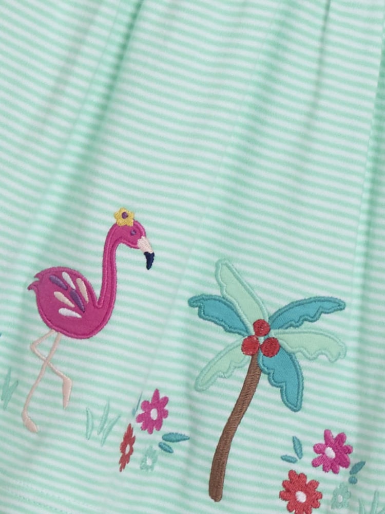 JoJo Maman Bébé Mint Green Safari Animals Appliqué Button Front Dress - Image 3 of 3