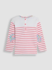 JoJo Maman Bébé Coral Pink Giraffe Appliqué Pocket Breton Top - Image 2 of 3