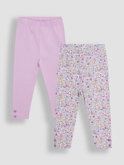 JoJo Maman Bébé Lilac Purple Ditsy Floral Leggings 2 Pack - Image 1 of 5