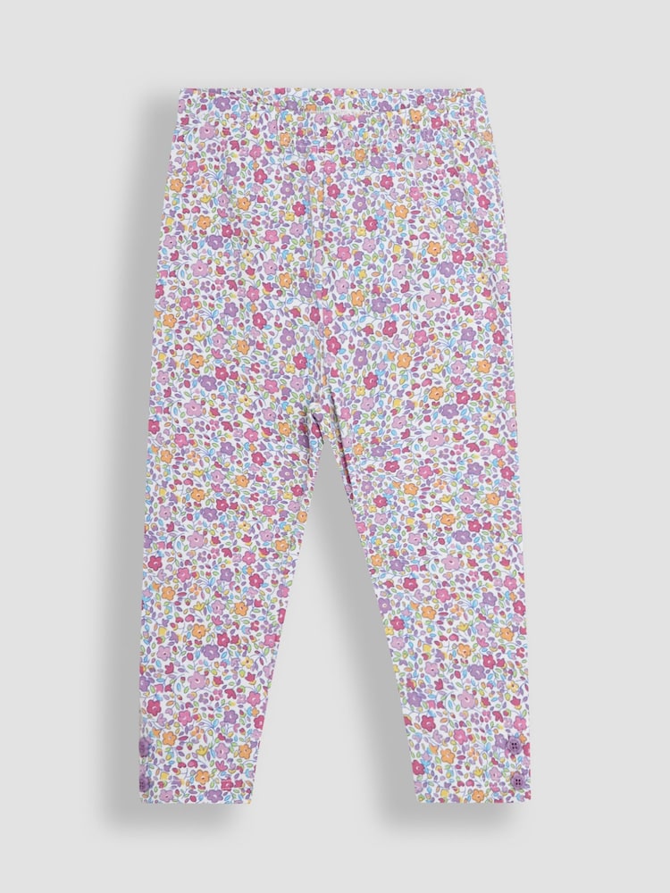 JoJo Maman Bébé Lilac Purple Ditsy Floral Leggings 2 Pack - Image 2 of 5