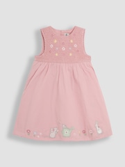 JoJo Maman Bébé Pink Garden Mouse Baby Appliqué 100% Cotton Dress - Image 2 of 5