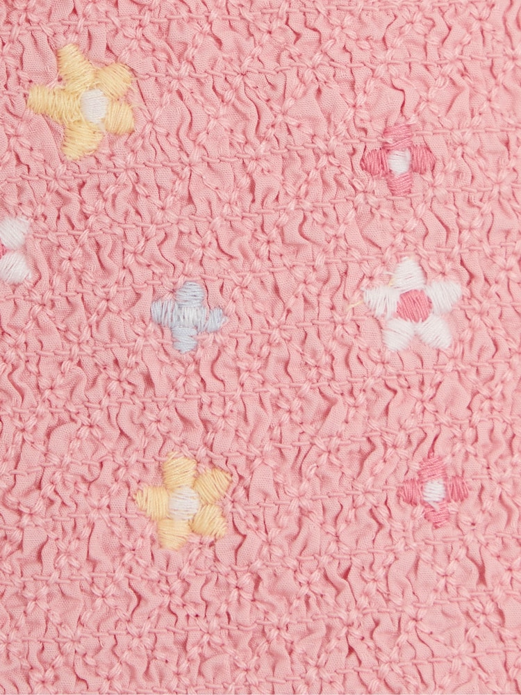 JoJo Maman Bébé Pink Garden Mouse Baby Appliqué 100% Cotton Dress - Image 5 of 5