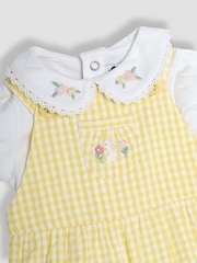 JoJo Maman Bébé Yellow Bunny Embroidered Dungarees & Body Set 2 Piece - Image 6 of 6