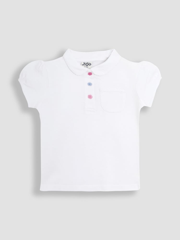 JoJo Maman Bébé White Pretty Polo Shirt - Image 1 of 3