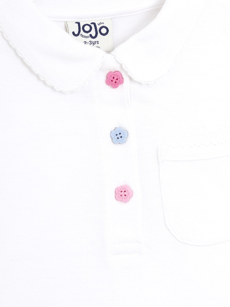 JoJo Maman Bébé White Pretty Polo Shirt - Image 3 of 3