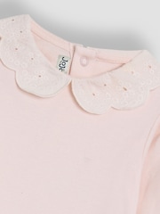 JoJo Maman Bébé Pink Broderie Collar Long Sleeve Body - Image 2 of 3