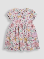 JoJo Maman Bébé Coral Pink Safari Animals Button Front Dress - Image 2 of 4