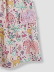 JoJo Maman Bébé Coral Pink Safari Animals Button Front Dress - Image 4 of 4