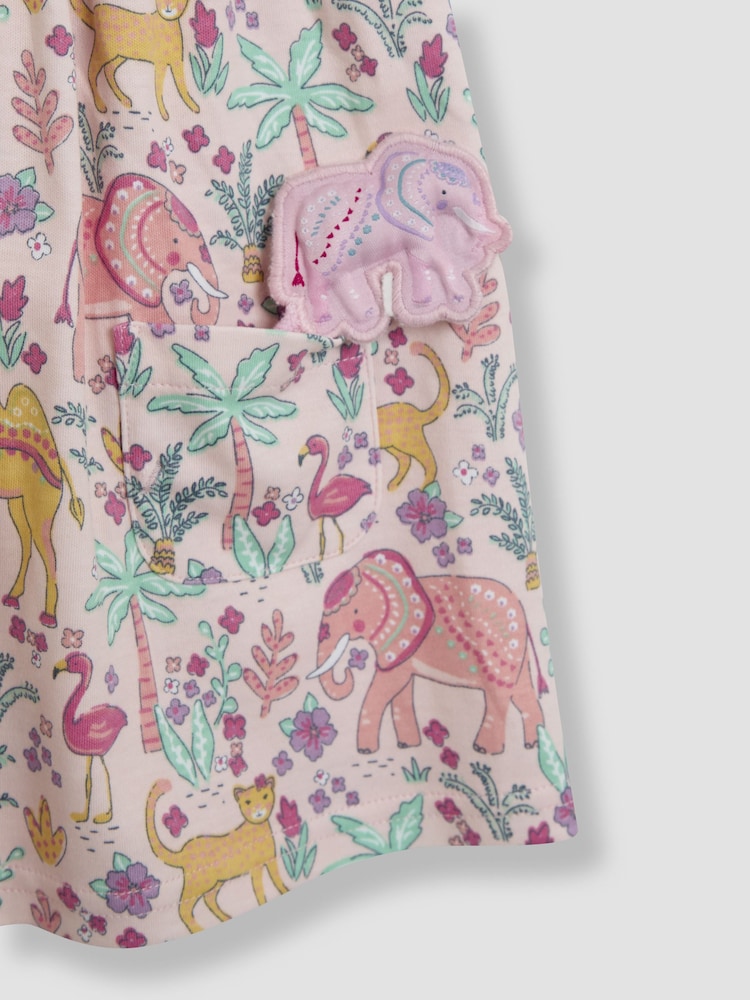 JoJo Maman Bébé Coral Pink Safari Animals Button Front Dress - Image 4 of 4