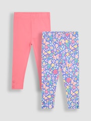 JoJo Maman Bébé Lilac Purple Butterfly Floral Leggings 2 Pack - Image 1 of 5