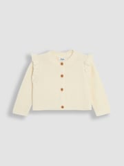 JoJo Maman Bébé Cream Frill Shoulder Cardigan - Image 1 of 3