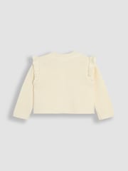 JoJo Maman Bébé Cream Frill Shoulder Cardigan - Image 2 of 3