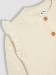 JoJo Maman Bébé Cream Frill Shoulder Cardigan - Image 3 of 3