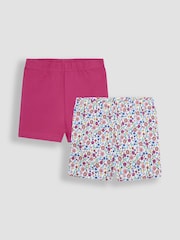 JoJo Maman Bébé Fuchsia Pink Ditsy Floral Print Shorts 2 Pack - Image 1 of 5