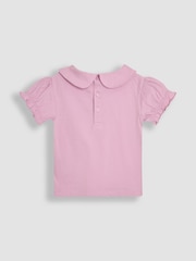 JoJo Maman Bébé Lilac Purple Floral 2-Pack Puff Sleeve Collared T-Shirts - Image 5 of 5