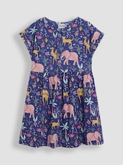 JoJo Maman Bébé Cornflower Blue Safari Animals Button Front Dress - Image 1 of 3