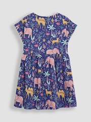 JoJo Maman Bébé Cornflower Blue Safari Animals Button Front Dress - Image 2 of 3