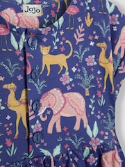 JoJo Maman Bébé Cornflower Blue Safari Animals Button Front Dress - Image 3 of 3