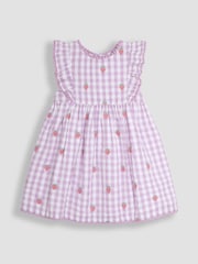 JoJo Maman Bébé Lilac Purple Strawberry Embroidered Pretty Summer Dress - Image 1 of 3