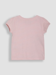 JoJo Maman Bébé Coral Pink Safari Animal Print Appliqué 100% Cotton T-Shirt - Image 2 of 3