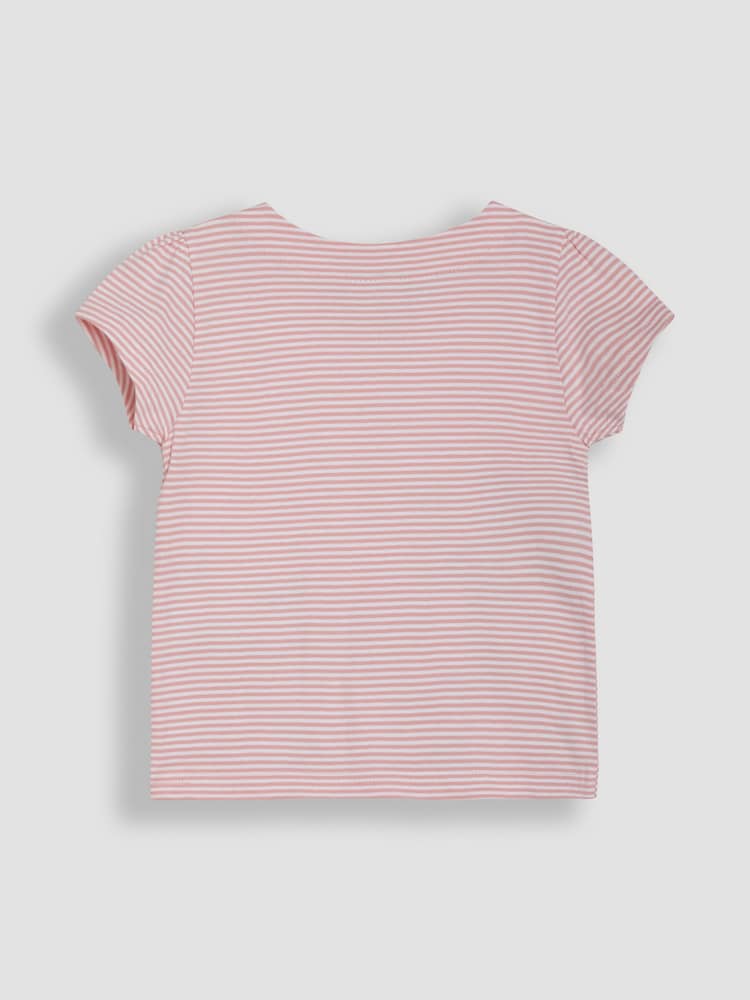 JoJo Maman Bébé Coral Pink Safari Animal Print Appliqué 100% Cotton T-Shirt - Image 2 of 3
