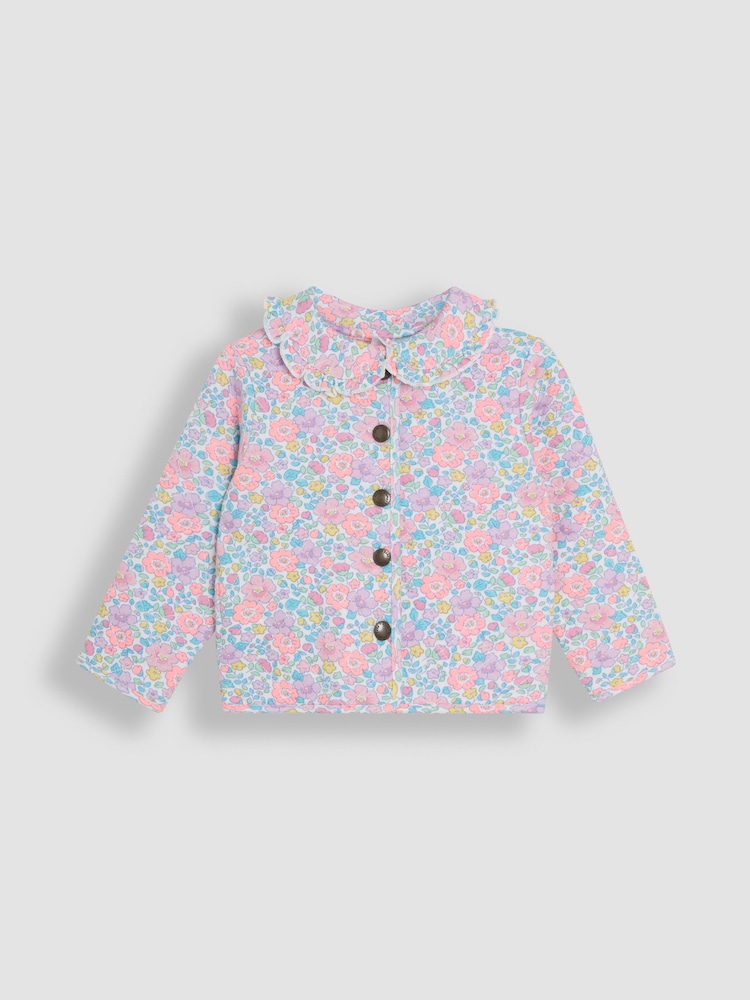 JoJo Maman Bébé Lilac Purple Floral Collared Quilted Jacket - Image 1 of 3