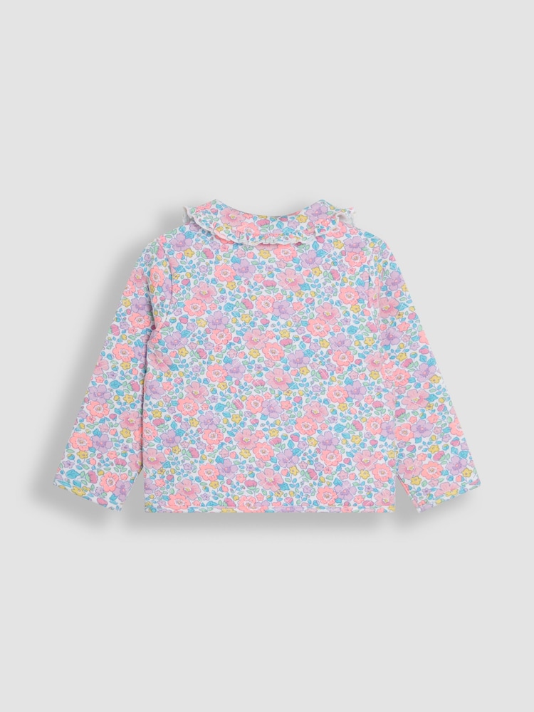 JoJo Maman Bébé Lilac Purple Floral Collared Quilted Jacket - Image 2 of 3