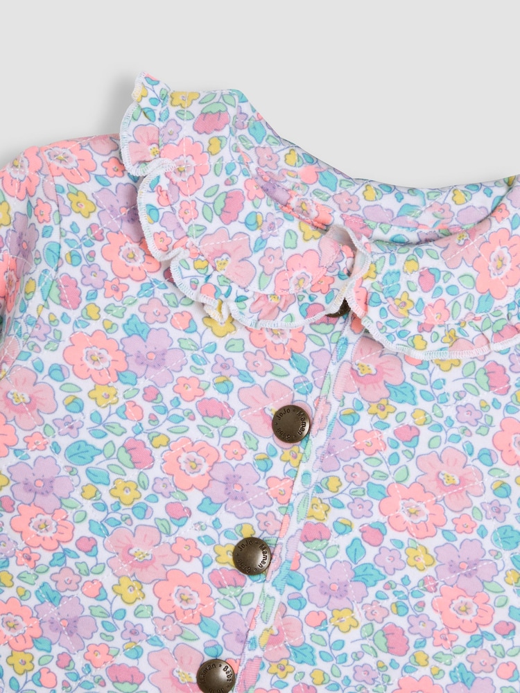 JoJo Maman Bébé Lilac Purple Floral Collared Quilted Jacket - Image 3 of 3