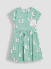 JoJo Maman Bébé Mint Green Llama Drop Shoulder Dress - Image 1 of 3