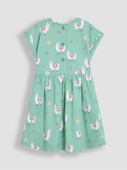 JoJo Maman Bébé Mint Green Llama Drop Shoulder Dress - Image 2 of 3