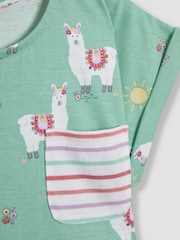 JoJo Maman Bébé Mint Green Llama Drop Shoulder Dress - Image 3 of 3