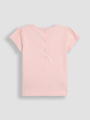 JoJo Maman Bébé Coral Pink Elephant Printed 100% Cotton T-Shirt - Image 2 of 3