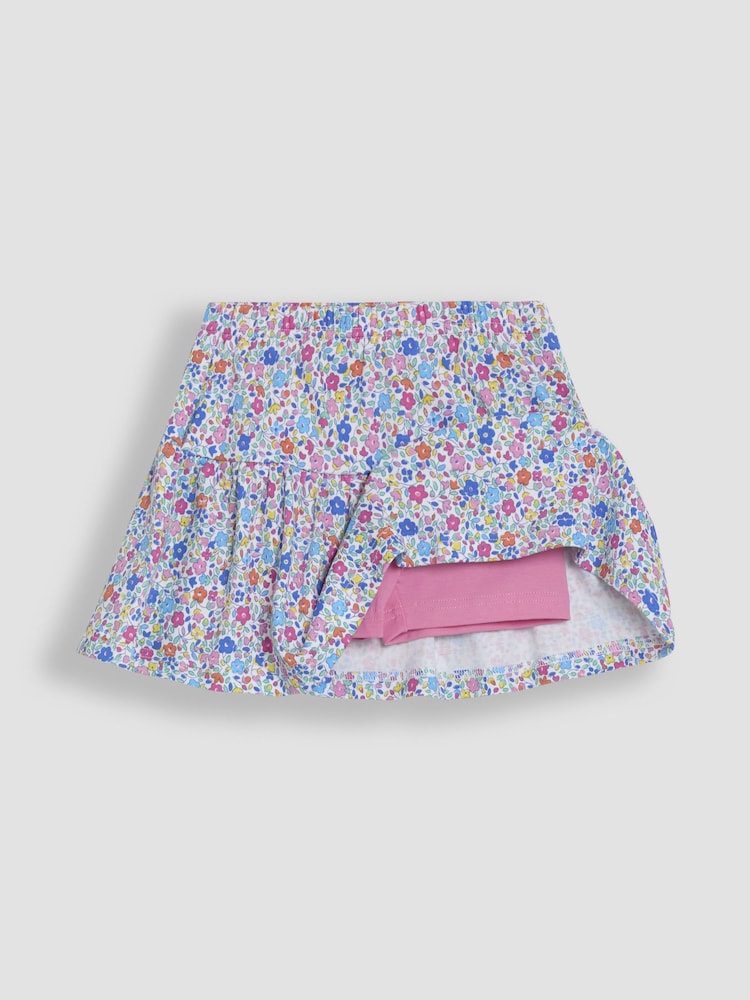 JoJo Maman Bébé Fuchsia Pink Ditsy Floral Printed 100% Cotton Skort - Image 1 of 3