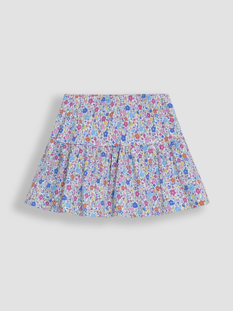 JoJo Maman Bébé Fuchsia Pink Ditsy Floral Printed 100% Cotton Skort - Image 2 of 3
