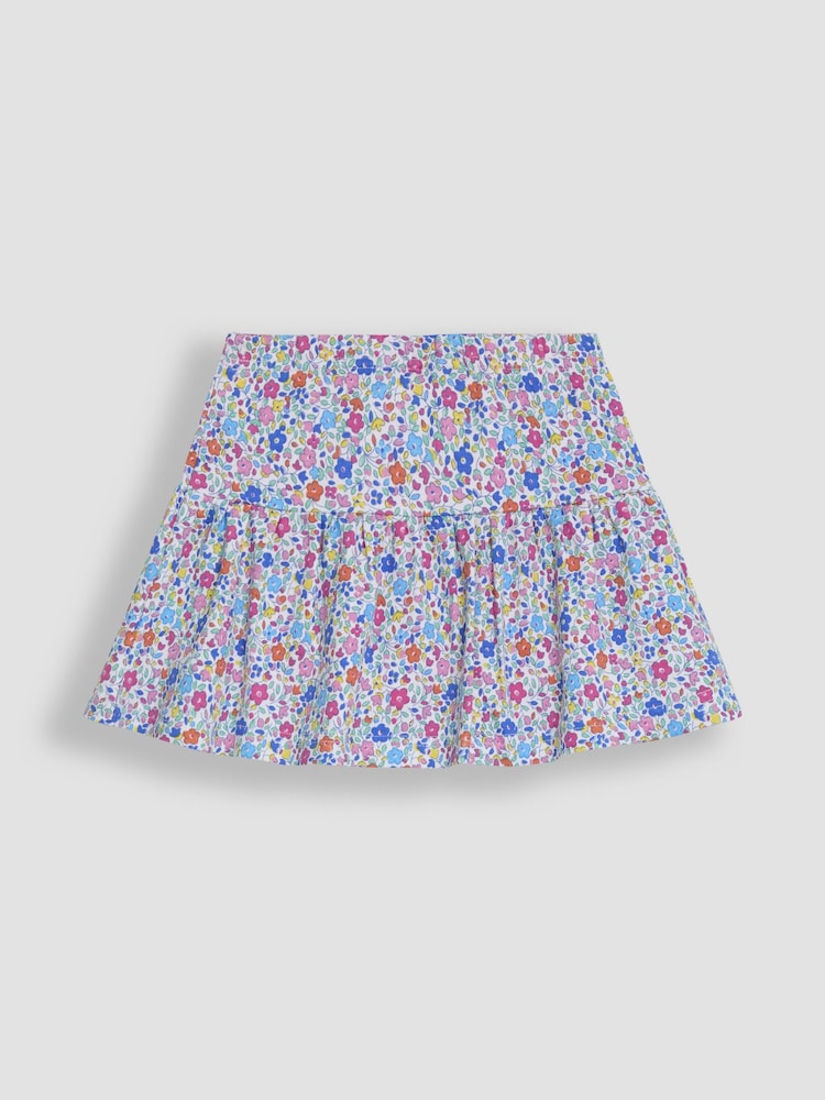 JoJo Maman Bébé Fuchsia Pink Ditsy Floral Printed 100% Cotton Skort - Image 3 of 3