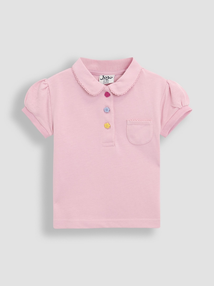 JoJo Maman Bébé Pink Pretty Polo Shirt - Image 1 of 3