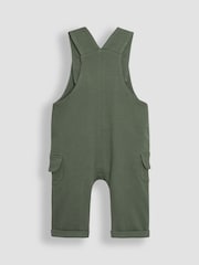 JoJo Maman Bébé Khaki 3-Piece Cargo 100% Cotton Dungarees & T-Shirt Set with Hat - Image 3 of 7