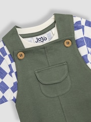 JoJo Maman Bébé Khaki 3-Piece Cargo 100% Cotton Dungarees & T-Shirt Set with Hat - Image 7 of 7