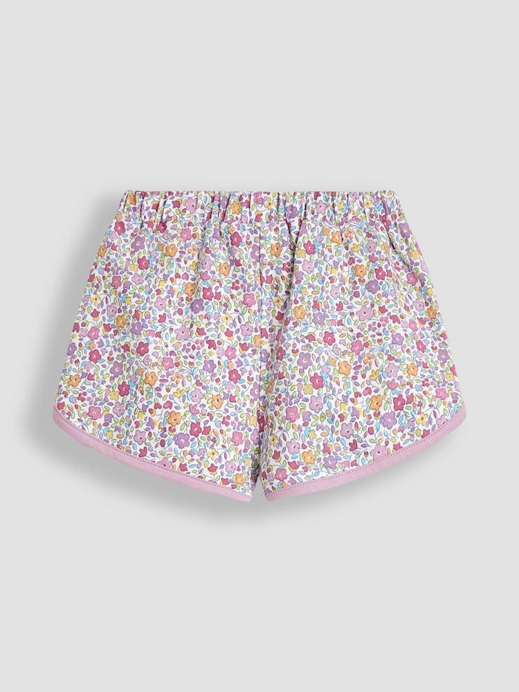 JoJo Maman Bébé Lilac Purple Ditsy Floral 2 Pack Sporty Shorts - Image 5 of 5 JoJo Maman Bébé Lilac Purple Ditsy Floral 2 Pack Sporty Shorts - Image 5 of 5