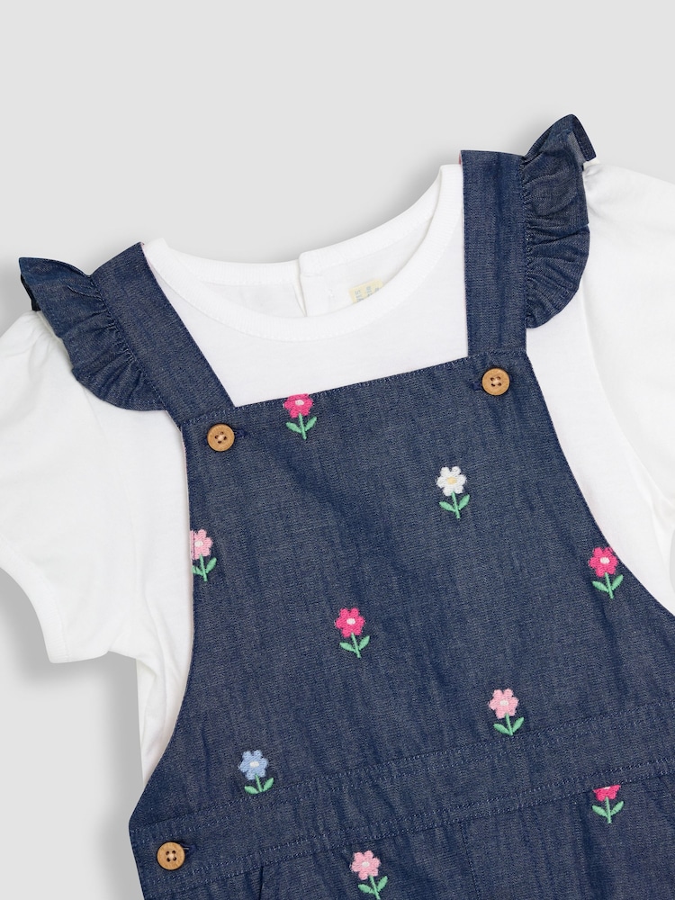 Set de 2Pieces Jojo Maman Bébé cu salopetă cu volane la umeri și T-Shirt - Image 3 of 6