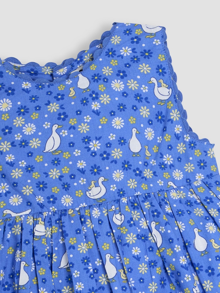 JoJo Maman Bébé Blue Duck Floral Printed Summer Dress - Image 3 of 3