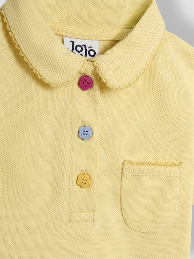 JoJo Maman Bébé Yellow Pretty Polo Shirt - Image 3 of 3