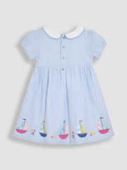 Sininen vene - Jojo Maman Bébé Seersucker Appliqué Smocked Mekko - Kuva 2 / 3
