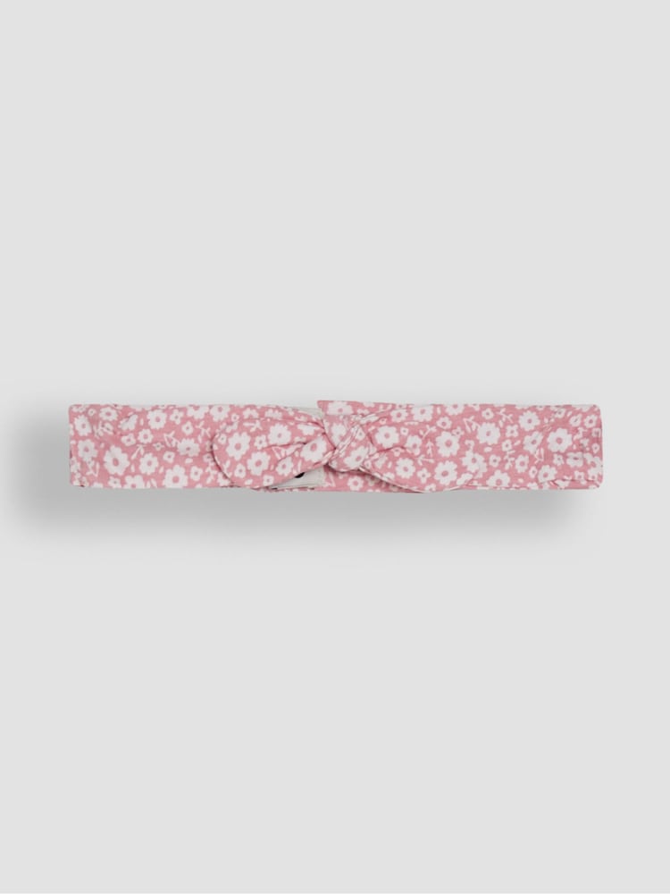 JoJo Maman Bébé Pink Floral Smocked Pretty Sun Dress With Headband - Image 4 of 4